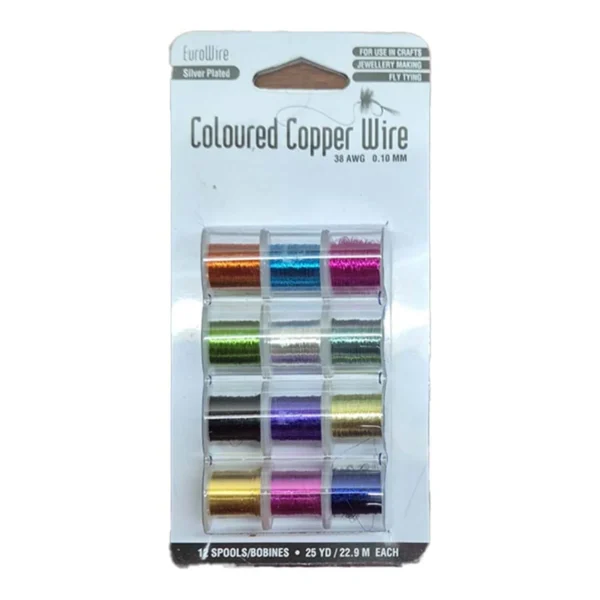 Silver coated gekleurd koperdraad 0.1mm 12 stuks