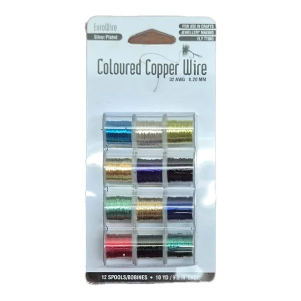 Silver coated gekleurd koperdraad 0.2mm 12 stuks