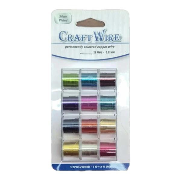 Silver coated gekleurd koperdraad 0.32mm 12 stuks