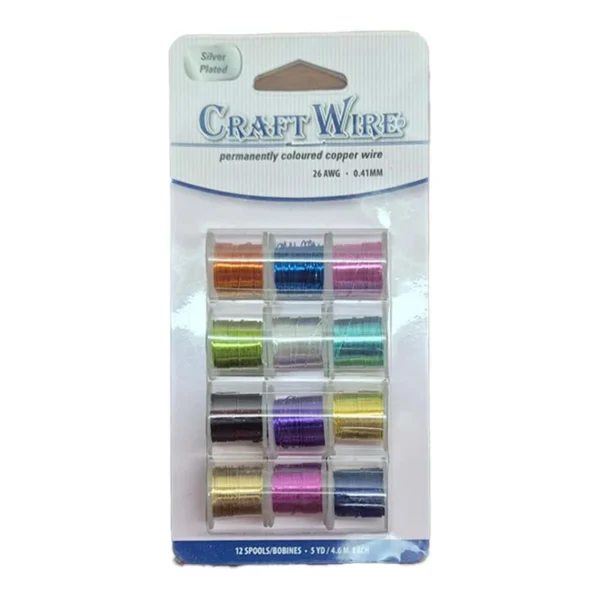 Silver coated gekleurd koperdraad 0.41mm 12 stuks