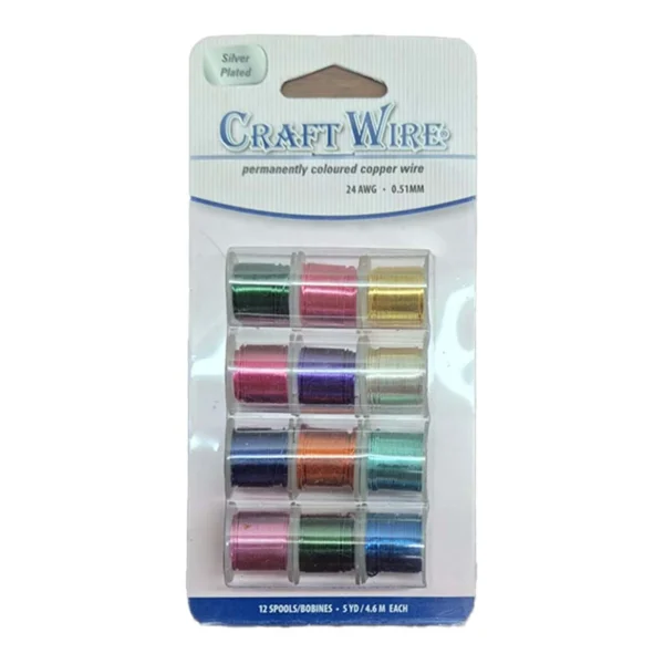 Silver coated gekleurd koperdraad 0.51mm 12 stuks